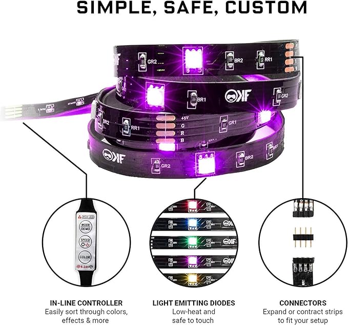KontrolFreek USB Gaming Light Strip โ 9ft RGB Setup Glow