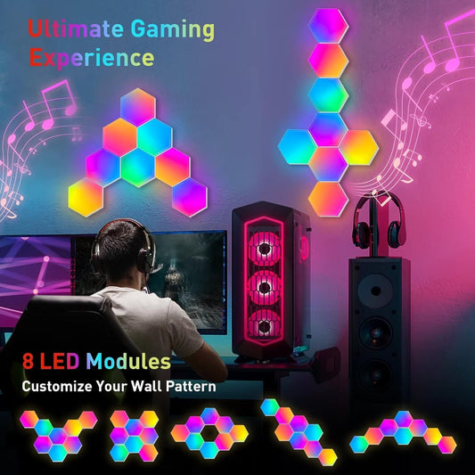 Modular RGB Hexagon Wall Panels – Smart Sync Ambient Glow